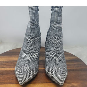 Jeffery Campbell Gray/Black Plaid Sport Boot Heel 3" Women 11